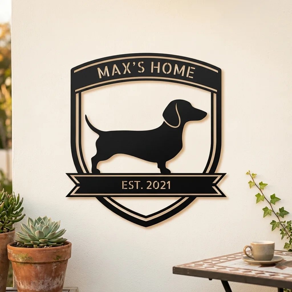Personalized Bold Dachshund Metal Wall Art