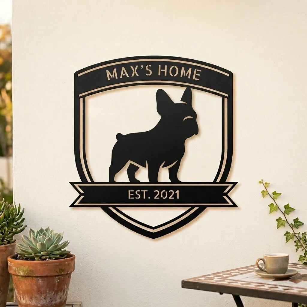 Personalized Bold French Bulldog Metal Wall Art
