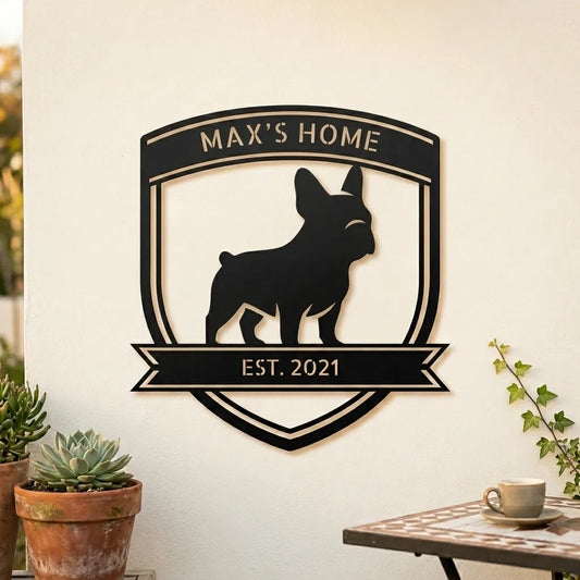 Personalized Bold French Bulldog Metal Wall Art