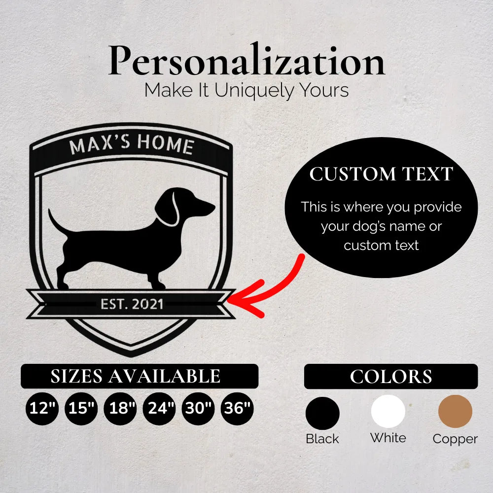 Personalized Bold Dachshund Metal Wall Art