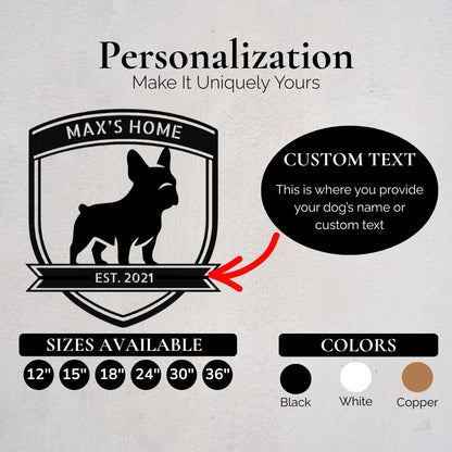 Personalized Bold French Bulldog Metal Wall Art