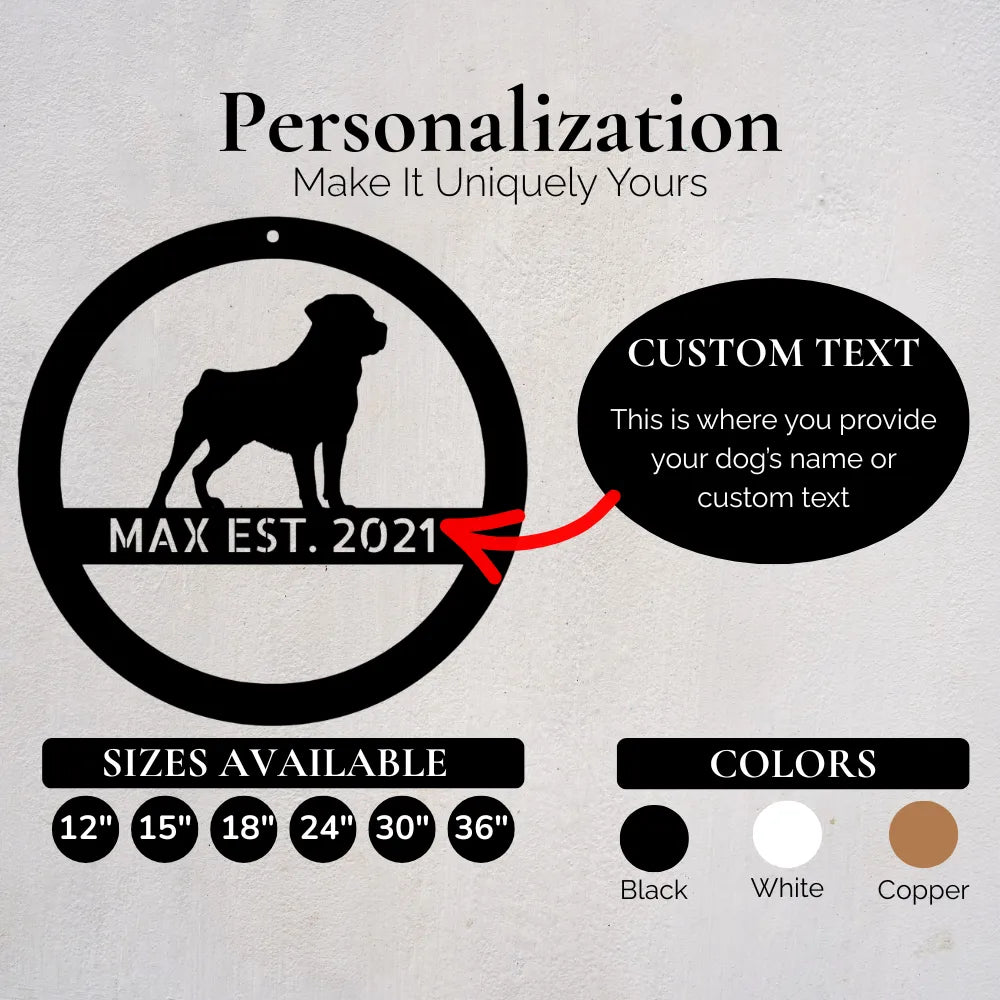 Personalized Elegant Rottweiler Metal Wall Art