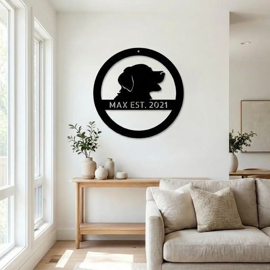 Personalized Elegant Golden Retriever Metal Wall Art
